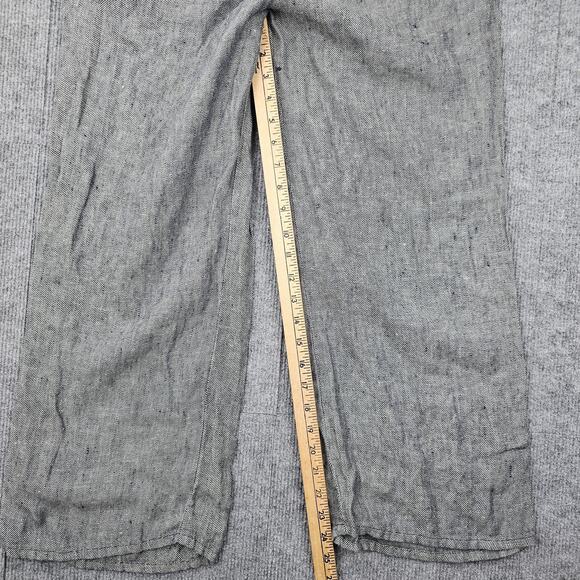 Flax Pants Womens Small Gray Linen Elastic Waist Relaxed Lagenlook Coastal Beach - Picture 4 of 7
